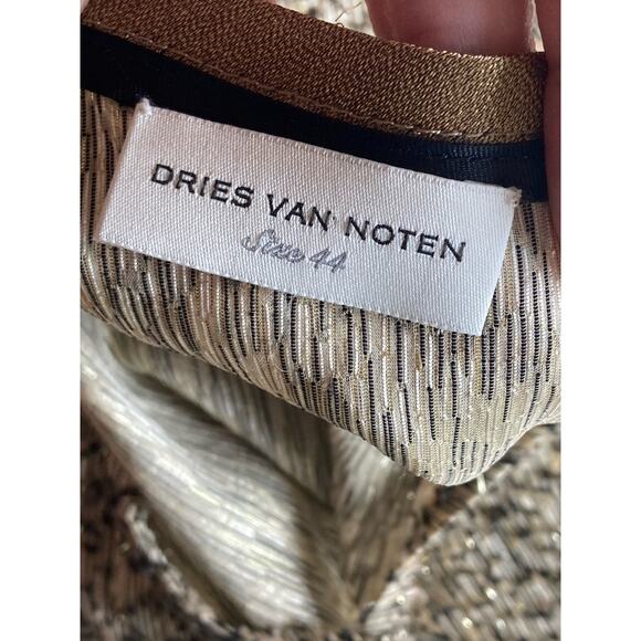 Dries Van Noten Iconic Gorgeous Column Dress ~ Gold Metallic Black ~ Sz 44 - Picture 7 of 8